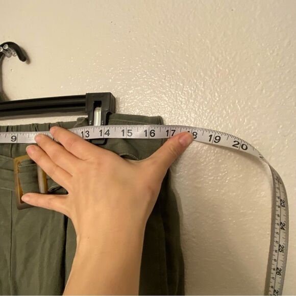 Si Sono sage green linen blend belted wide leg hi rise trouser pants pull on L - Picture 7 of 9